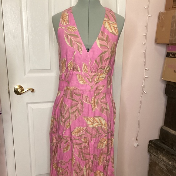 Garnet hill linen v neck dress Womens 12P - Picture 1 of 3